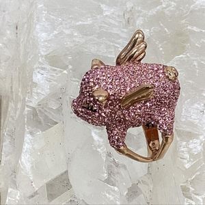 Kate Spade New York Imagination Pave Flying Pig Ring Gold